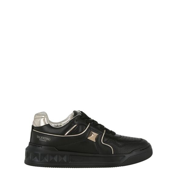 Valentino Shoes - Valentino One Stud Low-Top Leather Sneaker Black Womens